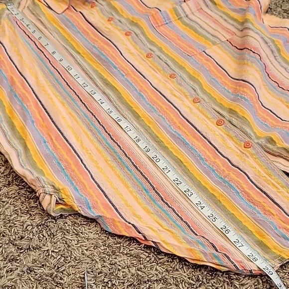 Pilcro Anthro Button Up Multi Striped Boyfriend Oversized Small Medium Festival - Picture 11 of 14